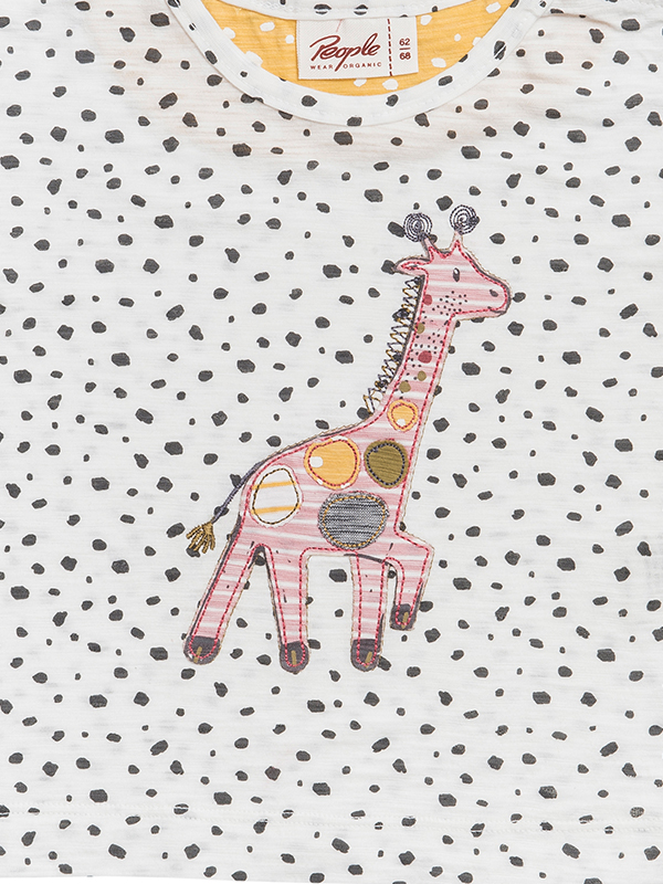 Tricou văratic pentru fetițe, cu model girafă, din bumbac organic