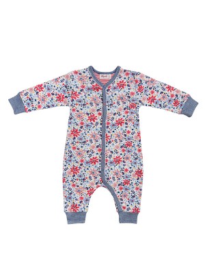 Salopetă-pijama, cu model câmp de flori
