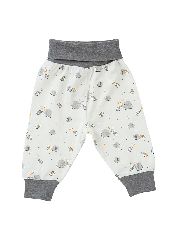 Pantaloni bebeluși cu elefanți, din bumbac organic